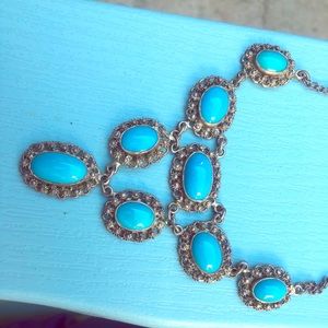 Turquoise blue and silver necklace